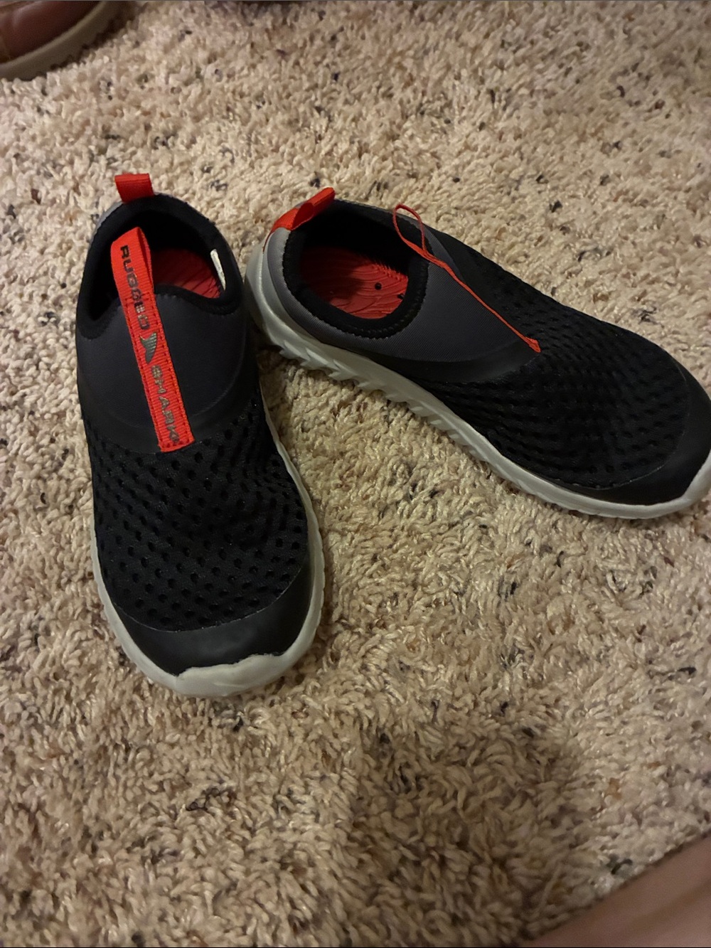 Rugged Shark Black and Red Water Shoes - Lightweight Slip-On
